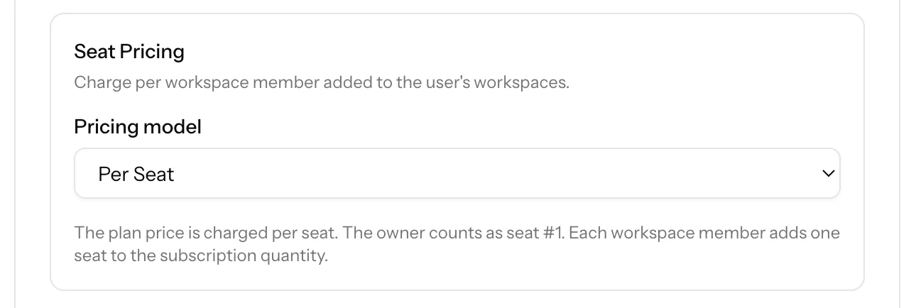 Admin seat base pricing product